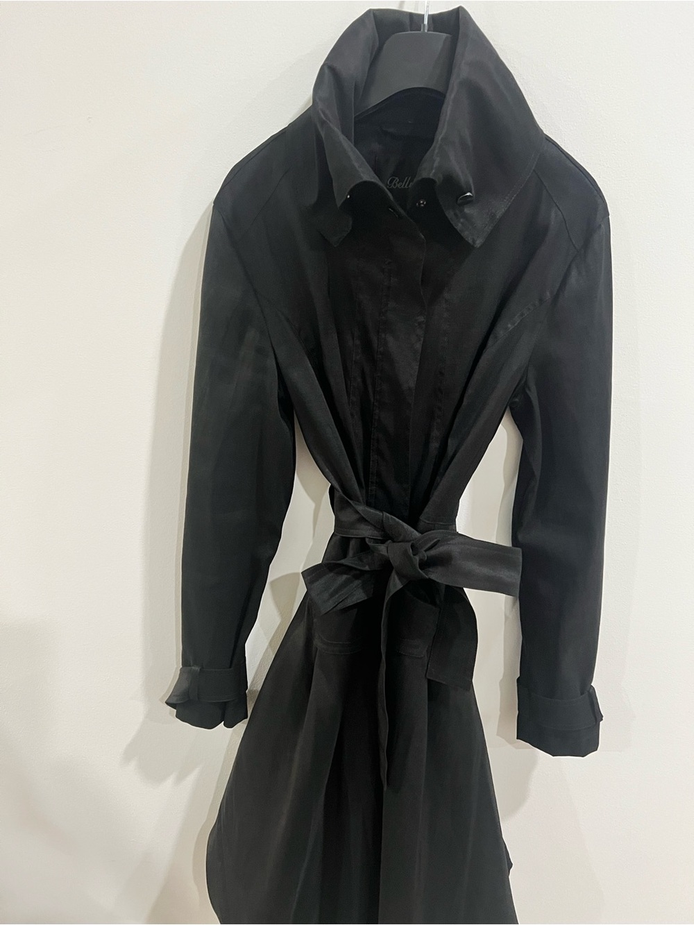 Black Bubble-Hem Trench Coat with Leopard Lining – Belle Fare (S)